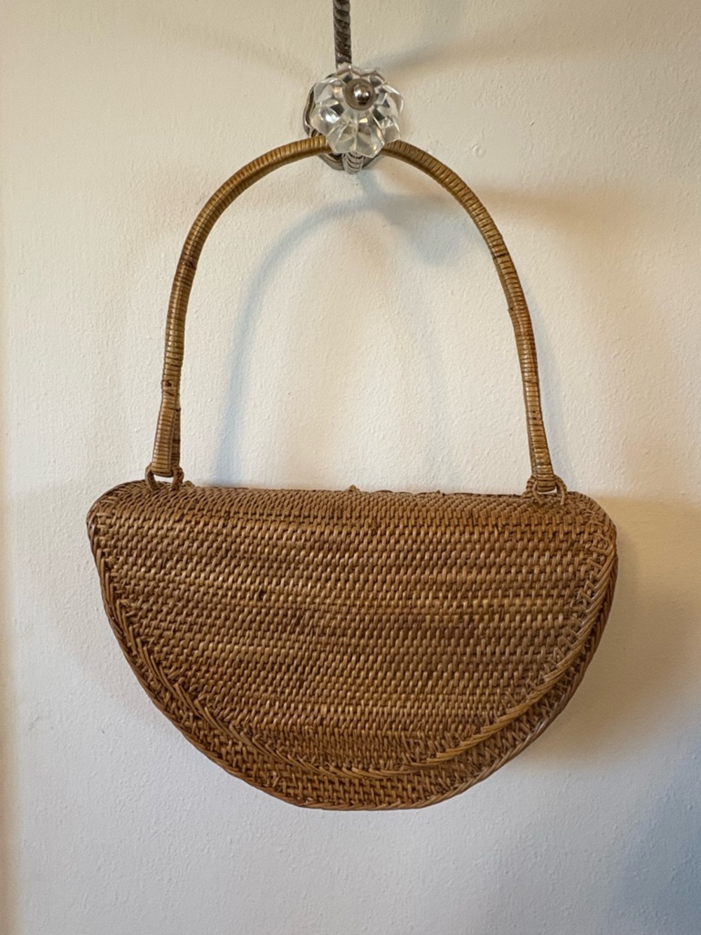 Anthropologie Woven Half-Moon Shoulder Bag - Tan - Picture 1 of 4